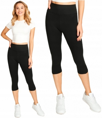 Klasické hladké dámské legíny 3/4 - černé;  S (36)