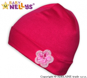 Bavlněná čepička Baby Nellys ® - Růžová s kytičkou; 92 (18-24m)