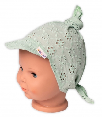 Letní šátek s kšiltem, bavlna, Madeira, Baby Nellys - zelený, 9/36 m; 80-98 (9-36m)