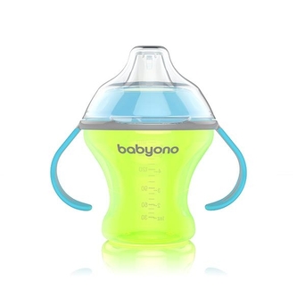 BabyOno Nekapající hrneček s měkkým pítkem - zeleno/modrý