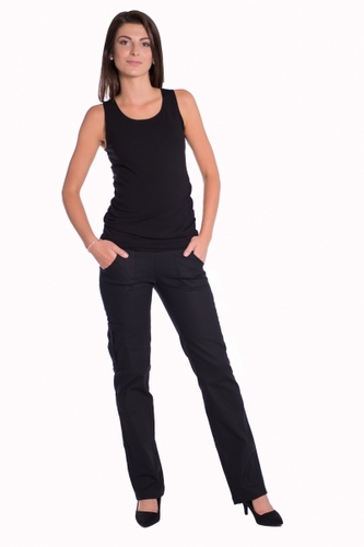 Be MaaMaa Bavlněné, těhotenské kalhoty s kapsami - černé, vel. M; M (38)