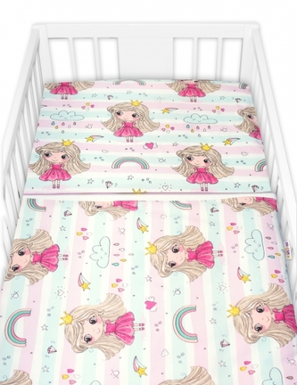 Povlečení do postýlky, 2D sada bavlna - Duhová Víla, Baby Nellys, růžové