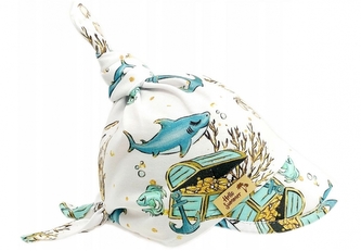 Dětský bavlněný šátek s kšiltem na zavazování, Premium Baby Nellys, poklad; 68-86 (6-18m); 92/98 (18-36m)