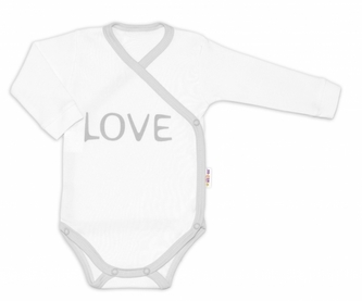Baby Nellys Body dlouhý rukáv Love - zapínání bokem, bílé, vel. 56; 56 (1-2m)