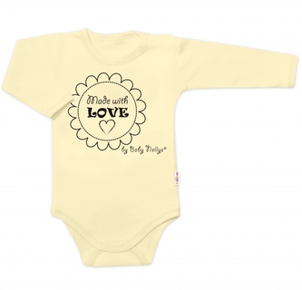 Body dlouhý rukáv Made with love, Baby Nellys, žluté, vel. 62; 62 (2-3m)