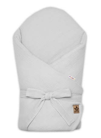 Mušelínová zavinovačka s výztuží na zavazování, Baby Nellys, 75x75cm, světle šedá