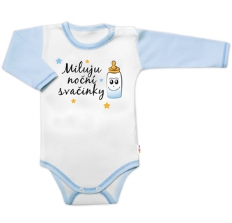 Body dl. rukáv s vtip. textem Baby Nellys, Miluju noční svačinky, vel. 86, kluk; 86 (12-18m)