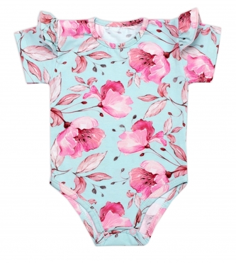 Kojenecké body kr. rukáv s volánkem, Lidka, bavlna Mrofi, růžová/modrá