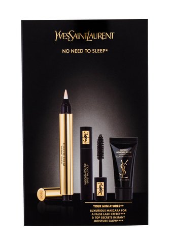 Yves Saint Laurent Touche Éclat rozjasňovač 2,5 ml + řasenka Volume Effet Faux Cils 2 ml Black + pleťová péče Top Secrets Instant Moisture Glow 5 ml