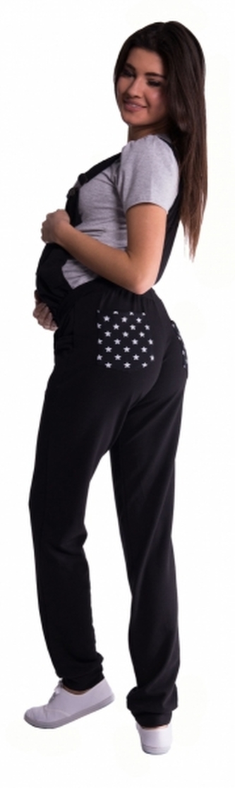 Be MaaMaa Těhotenské teplákové zahradníky - černé, vel. XXXL; XXXL (46)