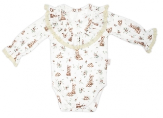 Body dlouhý rukáv s krajkovým volánkem, Bunny, Nicol, krémové, vel. 86