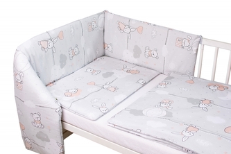 Mantinel s povlečením Premium, 3D sada, Good night Animals, šedé, 135x100 cm; 135x100