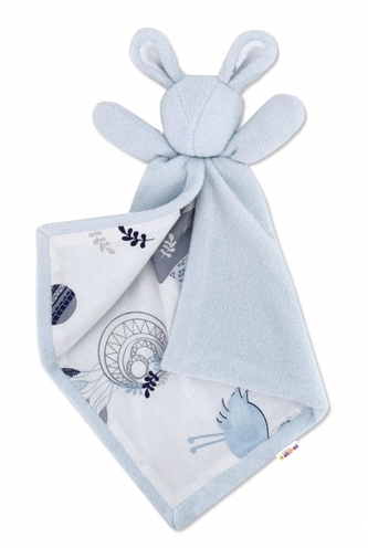 Baby Nellys Mazlík, přítulníček Zajíček, froté + bavlna, New Love Baby - modrý