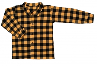 Dětská košile MROFI dlouhý rukáv Luke - žluto/černá kostička, vel. 98; 98 (2-3r)
