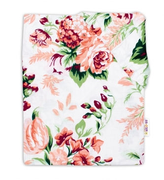 Baby Nellys Bavlněné prostěradlo 70 x 140 - Růže, bílá; 140x70