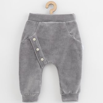 Kojenecké semiškové tepláčky New Baby Suede clothes šedá - velikost 62 (3-6m)
