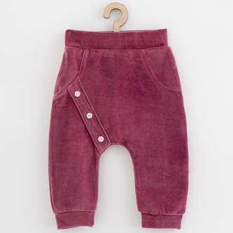 Kojenecké semiškové tepláčky New Baby Suede clothes růžovo fialová - velikost 74 (6-9m)