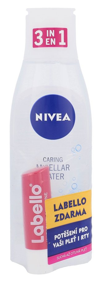 Nivea Caring Micellar Water micelární voda 200 ml + balzám na rty 5,5 ml Watermelon Shine