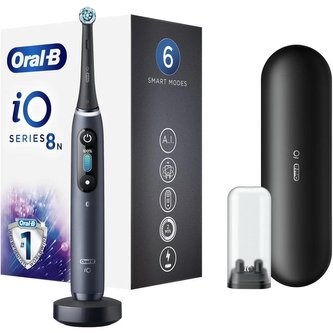 Oral-B iO Series 8 Black Onyx elektrický zubní kartáček, magnetický, 6 režimů, časovač, tlakový senzor, pouzdro, černý