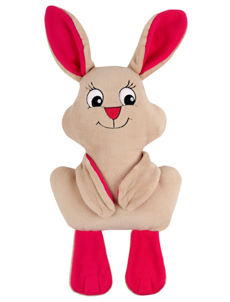 Tvarovaný polštářek zajíc - Velikonoce - zajíc - béžová, růžová - cca 36x48 cm