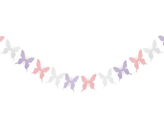 Papírová girlanda pastelový motýlci 300 cm