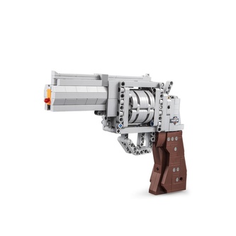 CaDA stavebnice Revolver 475 dílků, střílí plastové tyčinky.