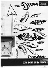 Samolepka na textil, zažehlovací, 19x28 cm, motiv CARPE DIEM, PEŘÍ, černá