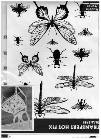 Samolepka na textil, zažehlovací, 19x28 cm, motiv INSECTES&PAPILLONS, HMYZ, černá