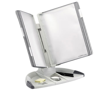 tarifold pultový plastový stojan Design s rámečky, 10 rámečků s kapsami A4, stojan šedý, rámečky šedé, 1 set