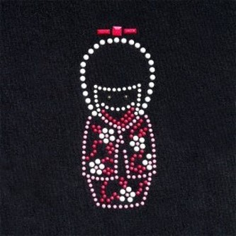 Samolepka na textil zažehlovací štrasová KOKESHI