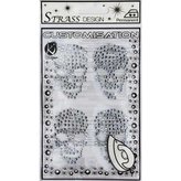 Samolepka na textil zažehlovací štrasová TETES DE MORT crystal- lebky krystal