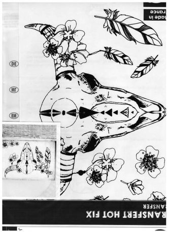 Samolepka na textil, zažehlovací, 19x28 cm, motiv TETE DE BUFFLE, LEBKA, černá