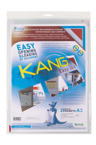 tarifold Kang Easy Clic - samolepicí kapsy, A3, nepermanentní, transparentní, 2 ks