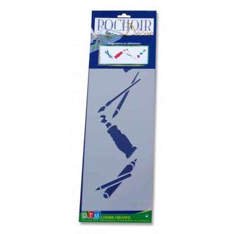 Plastová šablona Pastelky, barvy, štětce