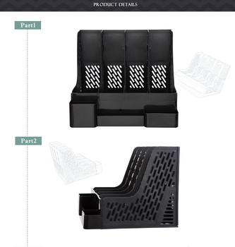 Plastový stojan na katalogy, 4 moduly B2034 Šedá