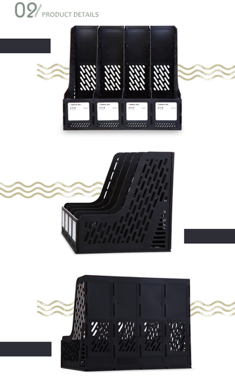 Plastový stojan na katalogy, 4 moduly B2024 Černá