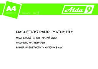 Magnetický papír A4, 650g/m2, premium matný, bílý, 20 listů Magnetický papír A4, 650g/m2, premium matný, bílý, 20 listů
