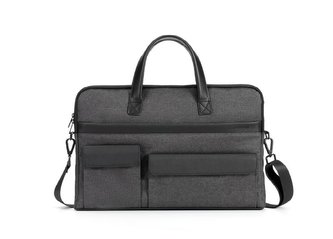 Látková taška na dokumenty s kapsami a popruhem A8119 Černá