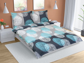 Povlečení bavlna na dvoudeku - tyrkysovošedé koule - 1x 200x200, 2ks 70x90 cm