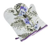 Grilovací rukavice 2ks - macešky - fialová, šedá - 20x36 cm