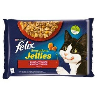 Kapsička Felix Sensations multipack hovězí s rajčaty + kuře s mrkví v želé 4 x 85 g