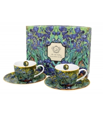 Porcelánový hrnek espesso s podtalířkem Irises inspired by Van Gogh 110 ml, sada 2 ks v dárkovém boxu