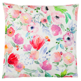 Polštář s výplní, pivoňky v růžových barvách, samet, 45x45cm.