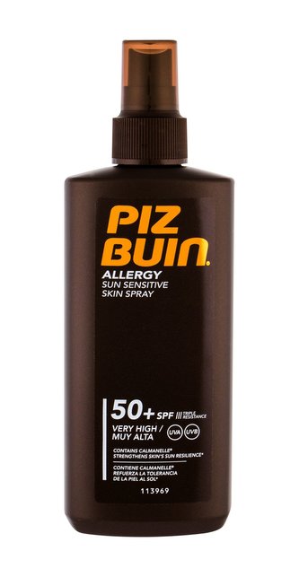 PIZ BUIN Allergy Opalovací přípravek na tělo Sun Sensitive Skin Spray 200 ml SPF50 pro ženy