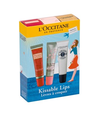 L´Occitane Roses Et Reines balzám na rty 12 ml + balzám na rty Shea Butter 12 ml + balzám na rty Cherry Blossom 12 ml