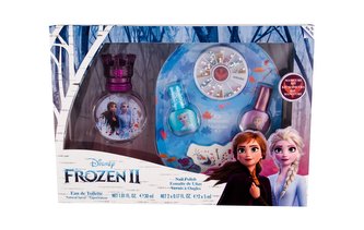 Disney Frozen II toaletní voda 30 ml + lak na nehty 2 x 5 ml + pilník na nehty + zdobící kamínky na nehty