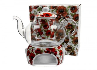 Skleněná konev LINA s nahříváčkem a cedítkem