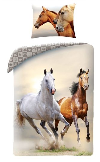HALANTEX Povlečení ve vaku Koně  Bavlna, 140/200, 70/90 cm