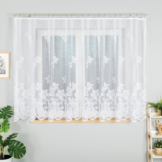Dekorační krátká záclona na žabky PETUNIA LINE 160 bílá 400x160 cm MyBestHome