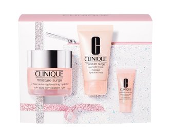Clinique Moisture Surge denní pleťová péče 50 ml + noční pleťová maska 30 ml + oční sérum 5 ml + kosmetická taštička